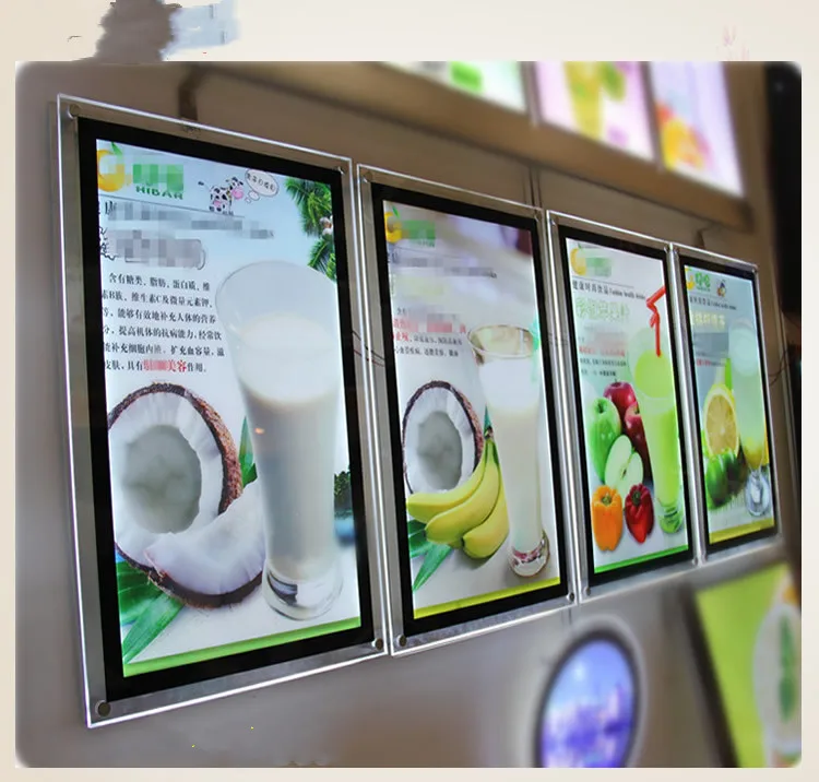 Restaurant acrylic led menu boards LED edge-lit menu light boxes fast food store advertising display lightbox