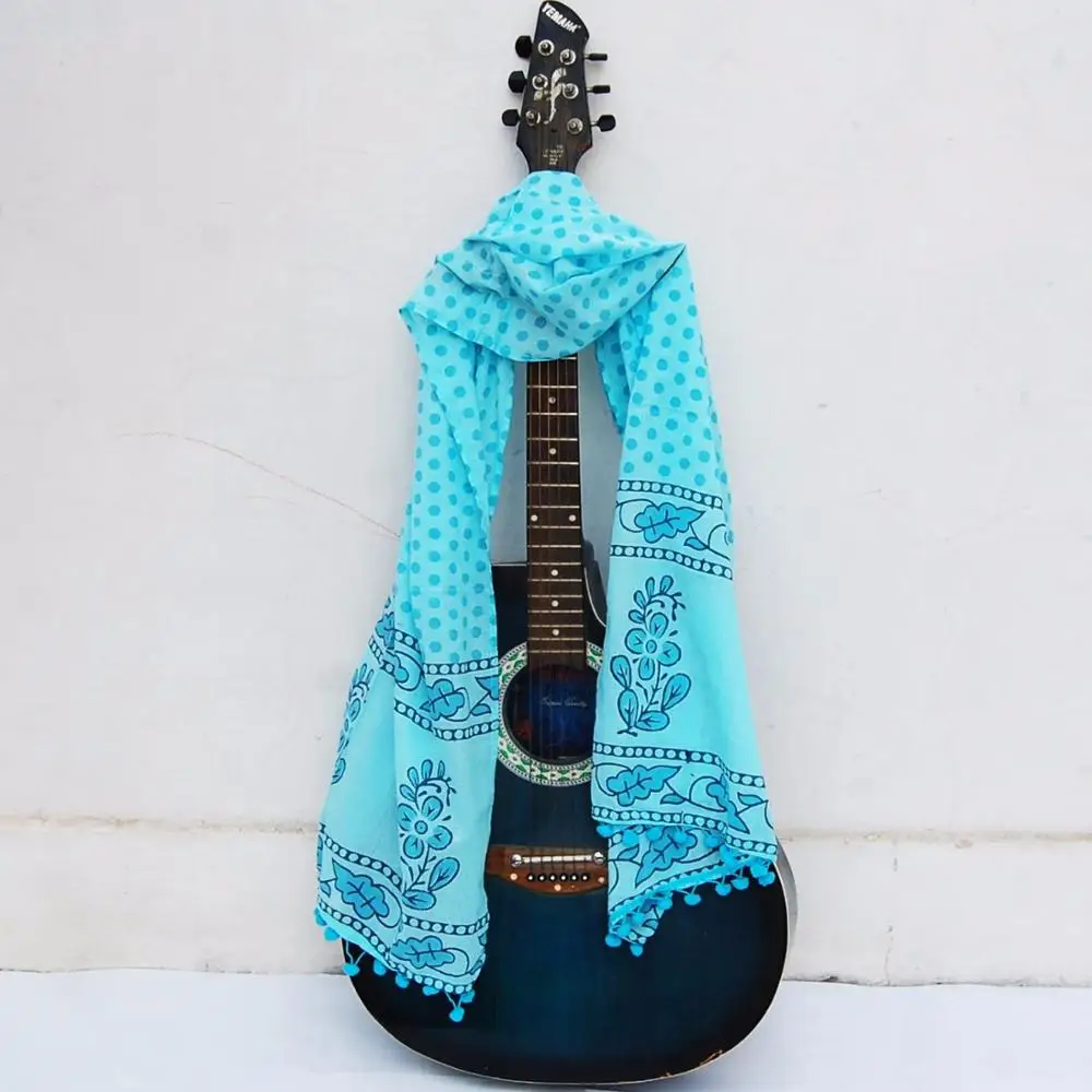 Pure Cotton Fabric Scarf Hand Block Print Neck Women Stole Beautiful Indian Handmade Sarong Cotton Scarf