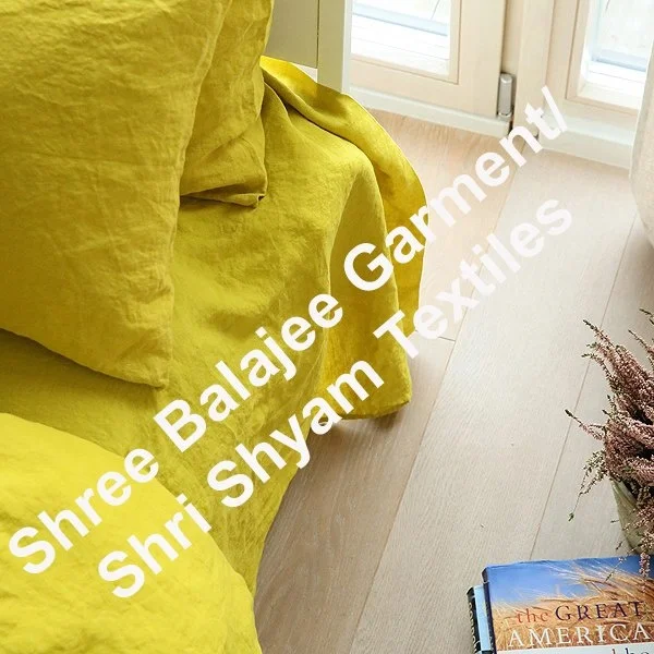 Pure Linen Super King Duvet cover Mustered Yellow Indian Natural Plain Colors Linen Quilts cover bed cover Spread Sheet