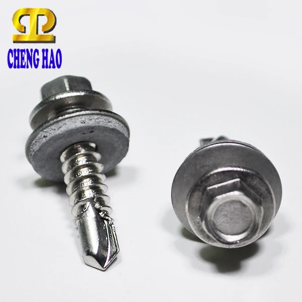 Taiwan Steel C1022 Color Head  Hex Flange With Rubber Washer Self Tapping EPDM ON RAL Roofing Screws