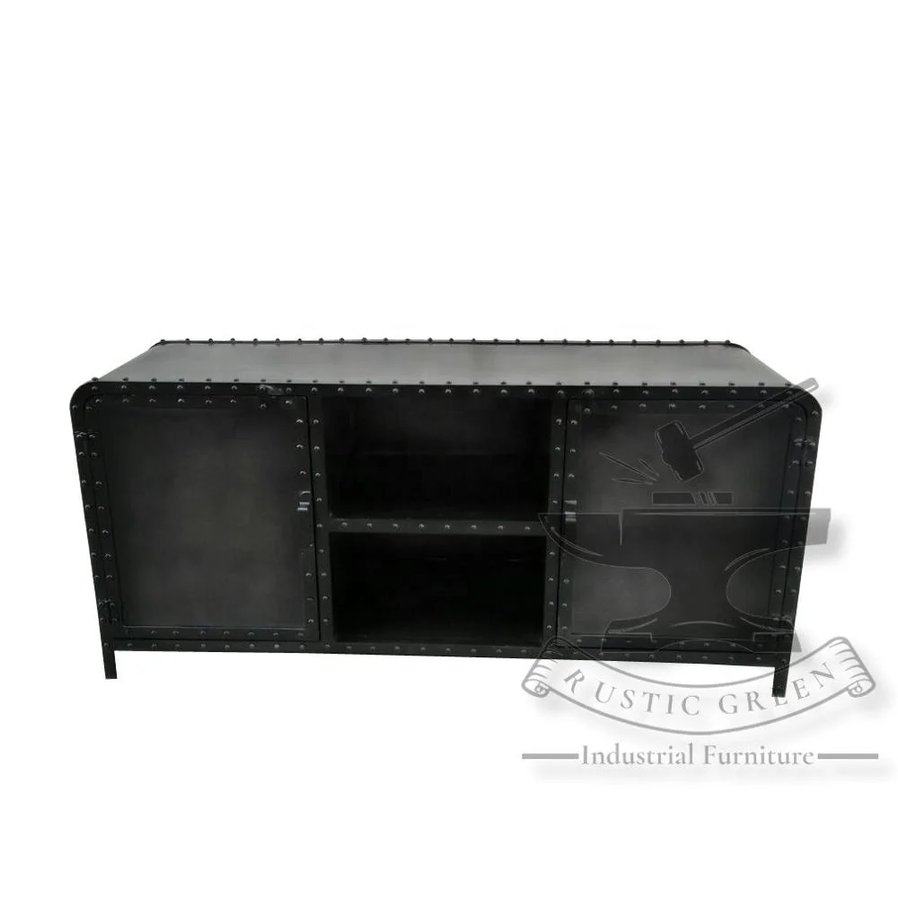 Vintage Industrial long Iron Storage Cabinet