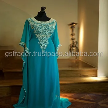 2017 chiffon handmade Beading Muslim Clothes long butterfly sleeves Dubai Abaya Fashion African Kaftans