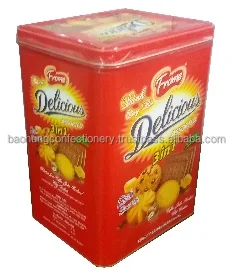 Danish Butter Cookies Biscuits 300g - Tin Semi-hard Box Packaging 0.3 Kg Square Sweet 11 % Fat Content Low-carb,low-fat
