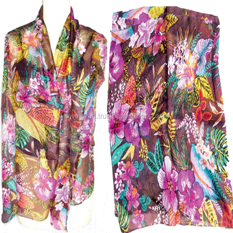 Women Shawl long silk scarf Printed Wrap Ladies