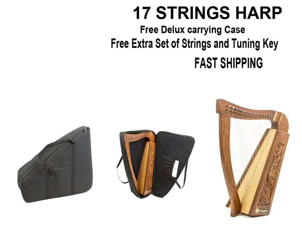 
27 Inch Tall Celtic Irish Knee Harp 17 Strings Solid Wood 