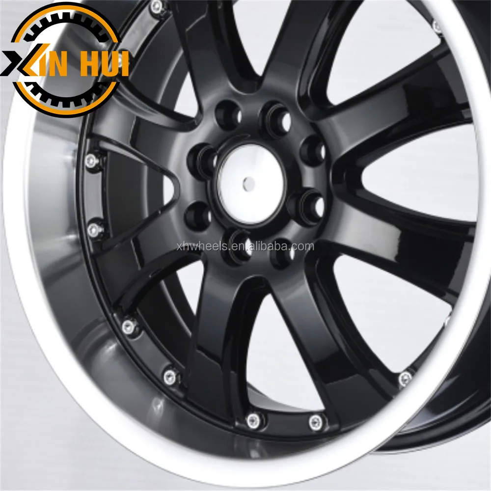 Factory price 16 inch deep black wheels white lip with rivets llanta aro  16 x 7 4x100 16 inch wheel rims