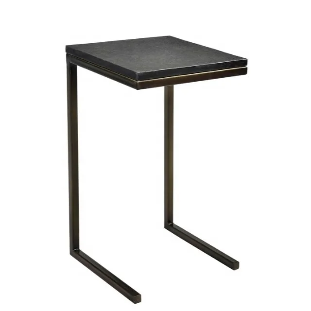 Industrial Kadappa Stone on Top Iron Base Sofa Side End Table Coffee Tablet C Table for living bed room