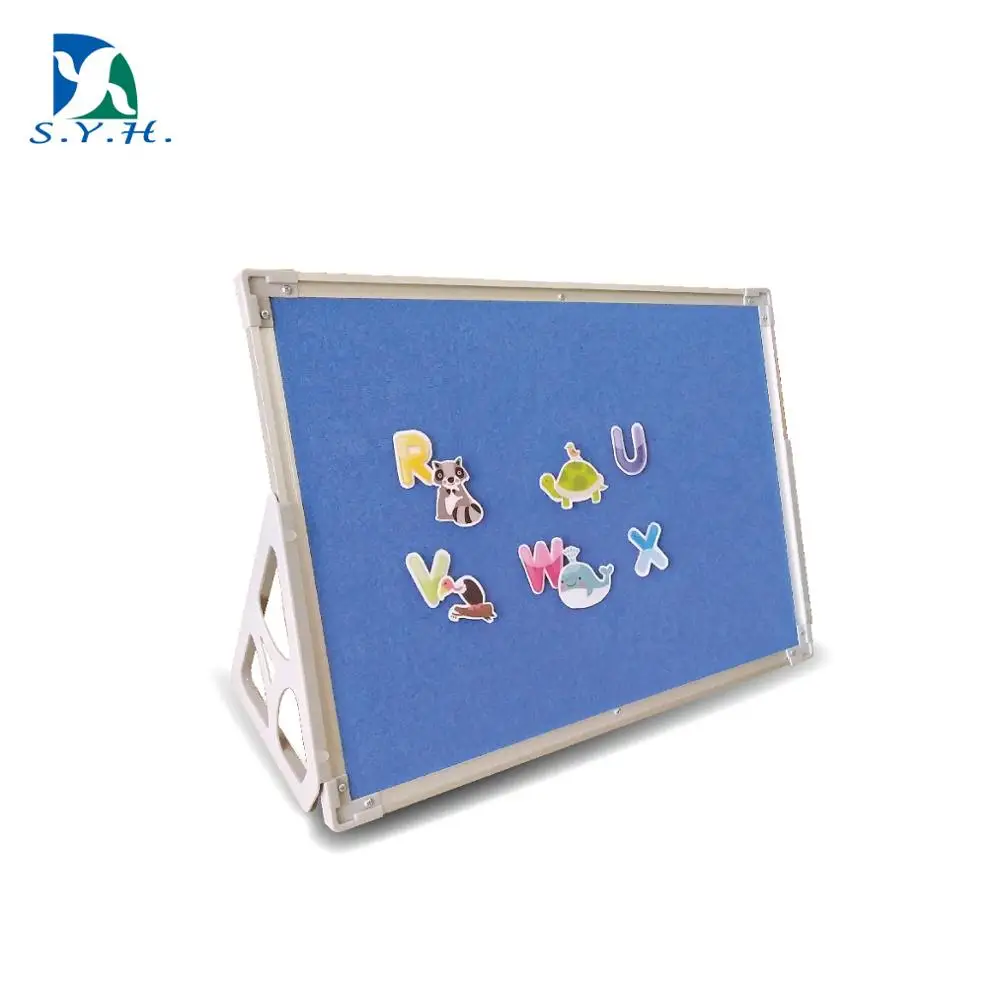 Multifunctional  classroom double sided reversible magnetic whiteboard easel flannel board with stand