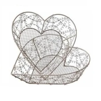 WIRE BASKET KITCHEN DECORATIVE METAL HEART SHAPE WIRE FRUIT BASKET HOME STORAGE IRON BASKET