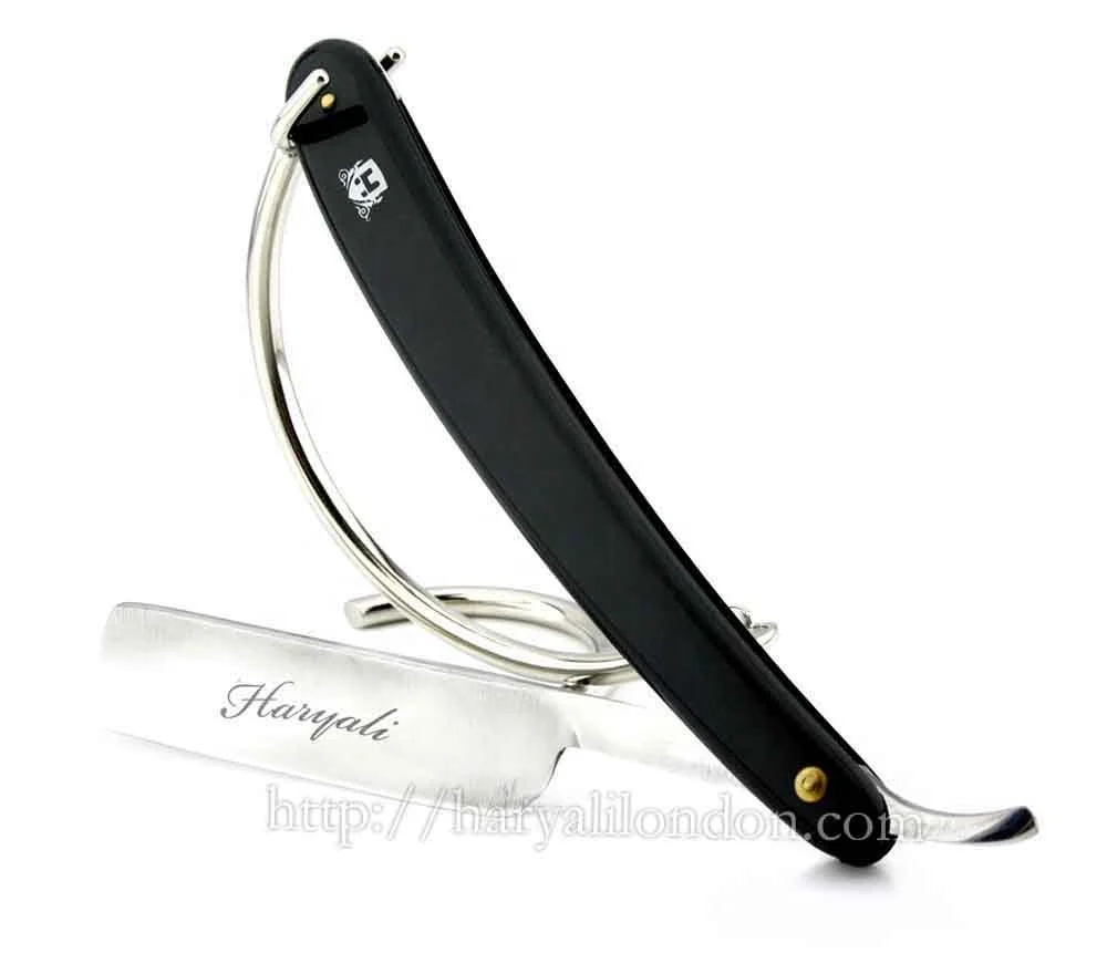 
Barber Style Cut Throat Razor Men In Black Handle With Fitting Stand /Stainless. 