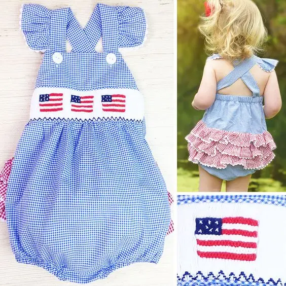 Patriotic American Flag Hand Smock Dress