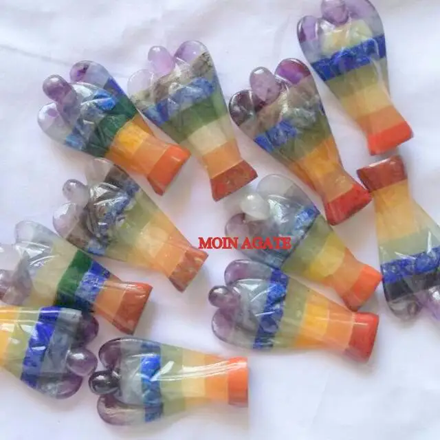 Best Selling Seven Chakra Bonded Angels Chakra Angels For Sale Gemstone Crystal Seven Chakra Angels
