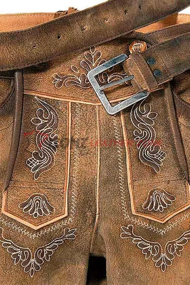 leather trousers Lederhosen short embroidery classic pants with suspenders