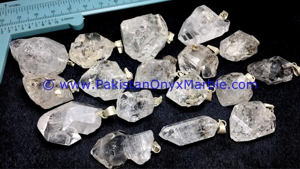 Herkimer Diamond Double Terminated Sterling Silver Pendant Quartz Crystal Jewelry for Gift Number Pattern Charm
