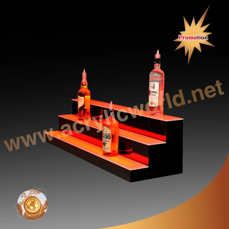 LED Lighted Liquor Bottle Display Shelf With Remote Control Home Bar Lighting Acrylic Wine Bottle Display Rack