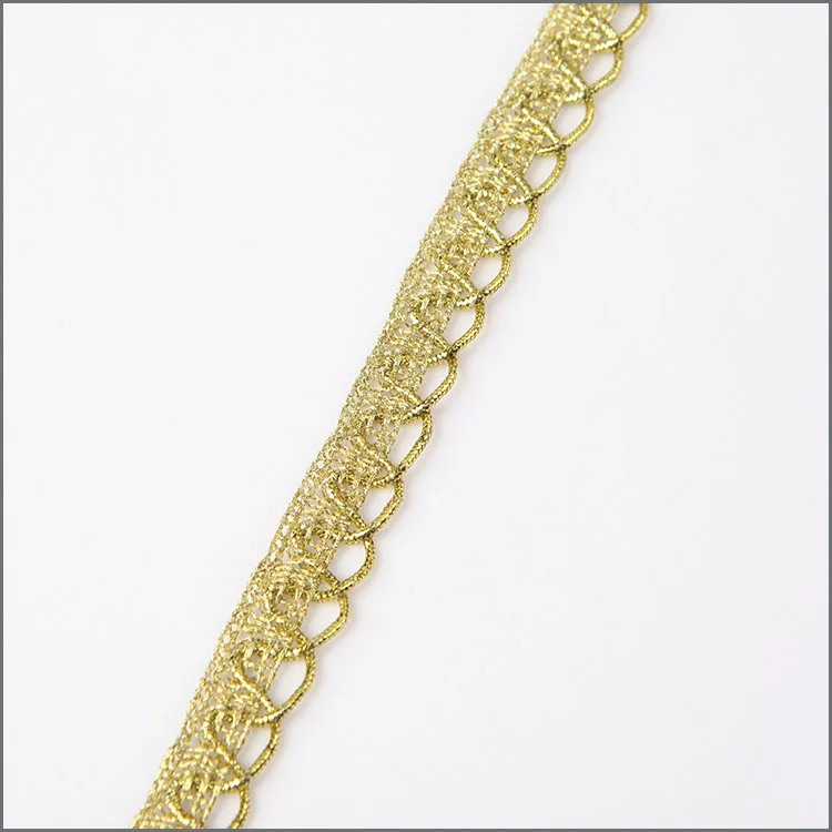 Gold Bobbin Lace Zigzag Crochet Lace For Club Dresses