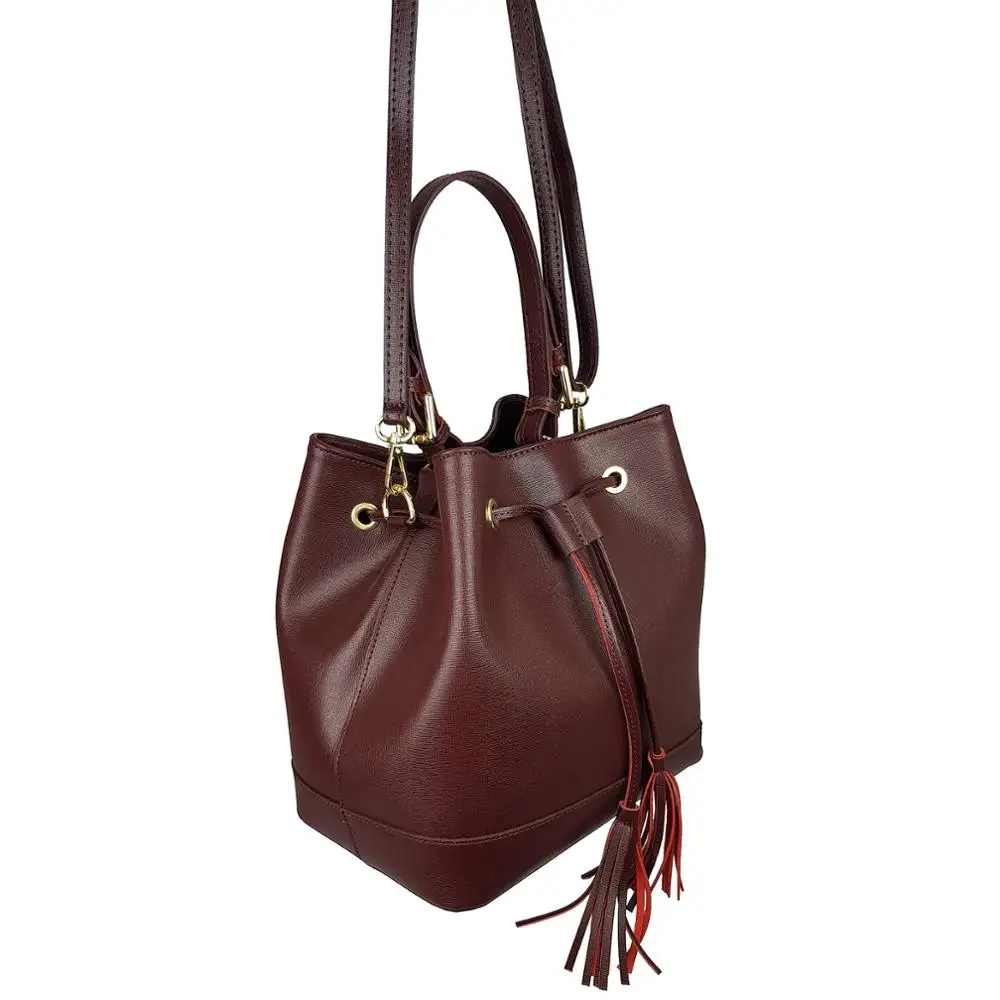 Italian Leather Handbag Shoulder bag Woman Genuine Leather Bag Made in Italy Bucket Hand Bag Saffiano