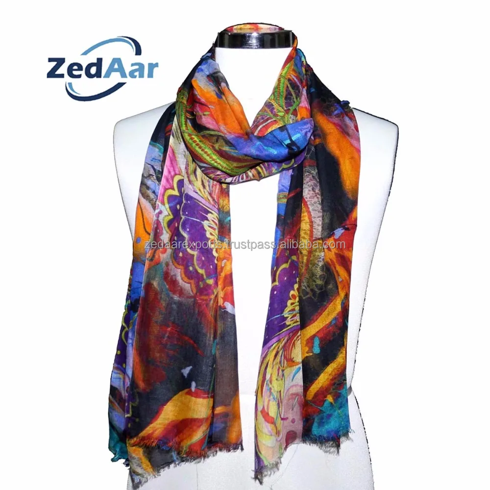 modal cashmere Digital printed scarves