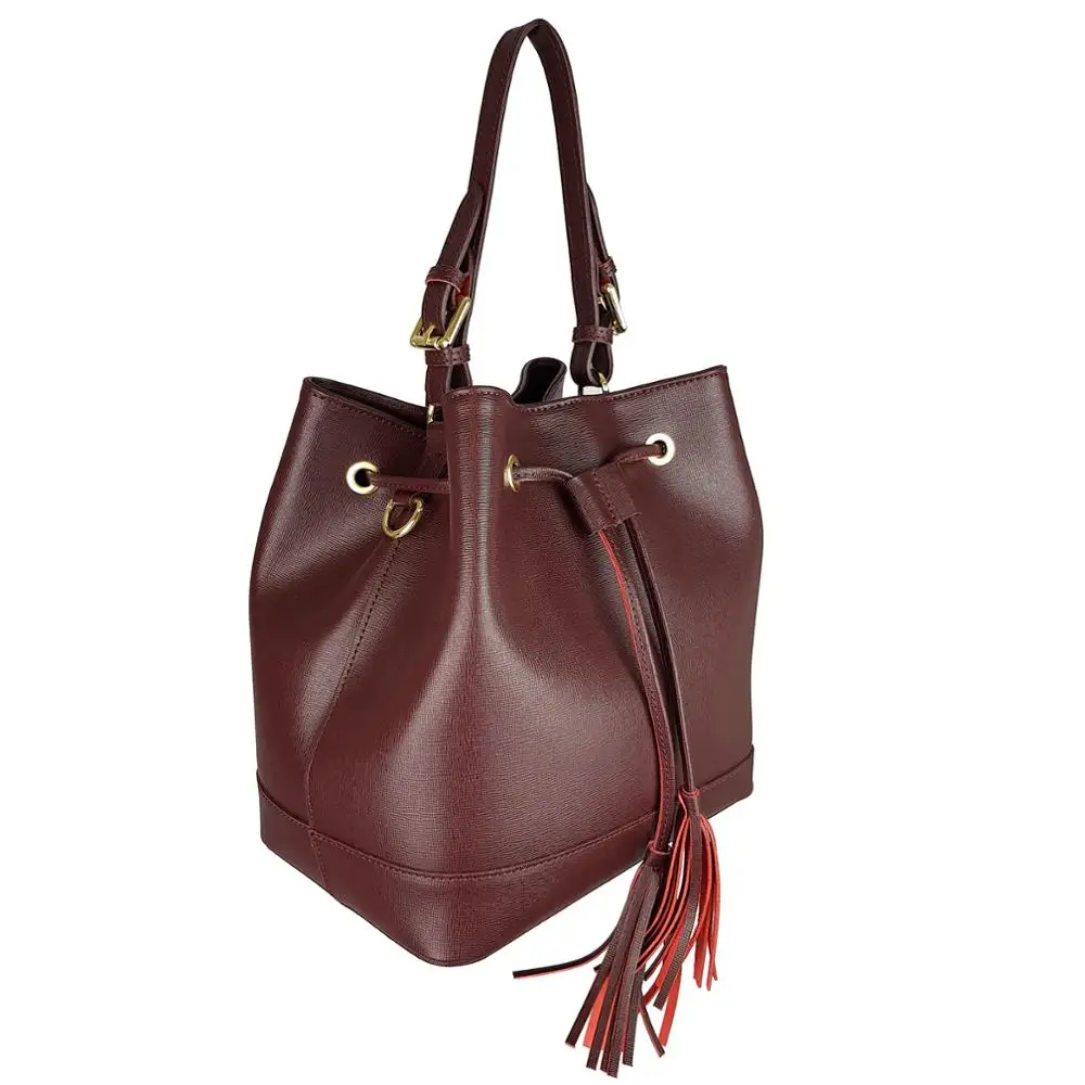 Italian Leather Handbag Shoulder bag Woman Genuine Leather Bag Made in Italy Bucket Hand Bag Saffiano