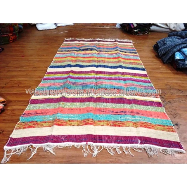 Carpet Chindi Rag Rug Indian Floor Decor Yoga Mat Dari
