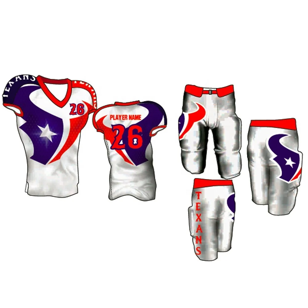 
Top Quality 100% Polyester Heavymesh Custom Sublimated Short Sleeve American Football Jersey 