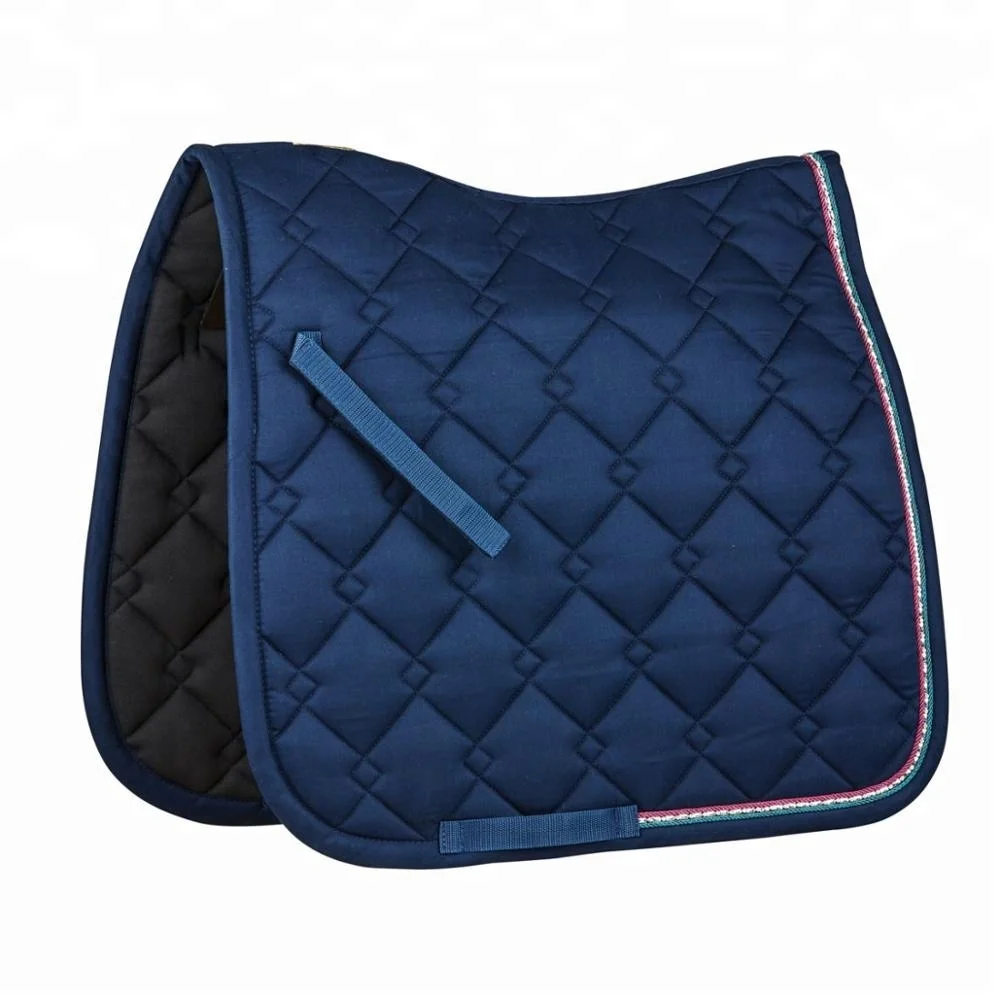 Shemax Custom Satin Fabric English Dressage Saddle Pad Cotton Logo Style Color Large Diamond Quilt All Purpose Saddle Pads