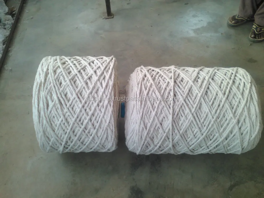 PC yarn for MOPS natural cotton color & white OE RN Recycled Yarn 6x100tex 21x300tex & ANY PLY for Cord,Ropes,Dhurries,twine