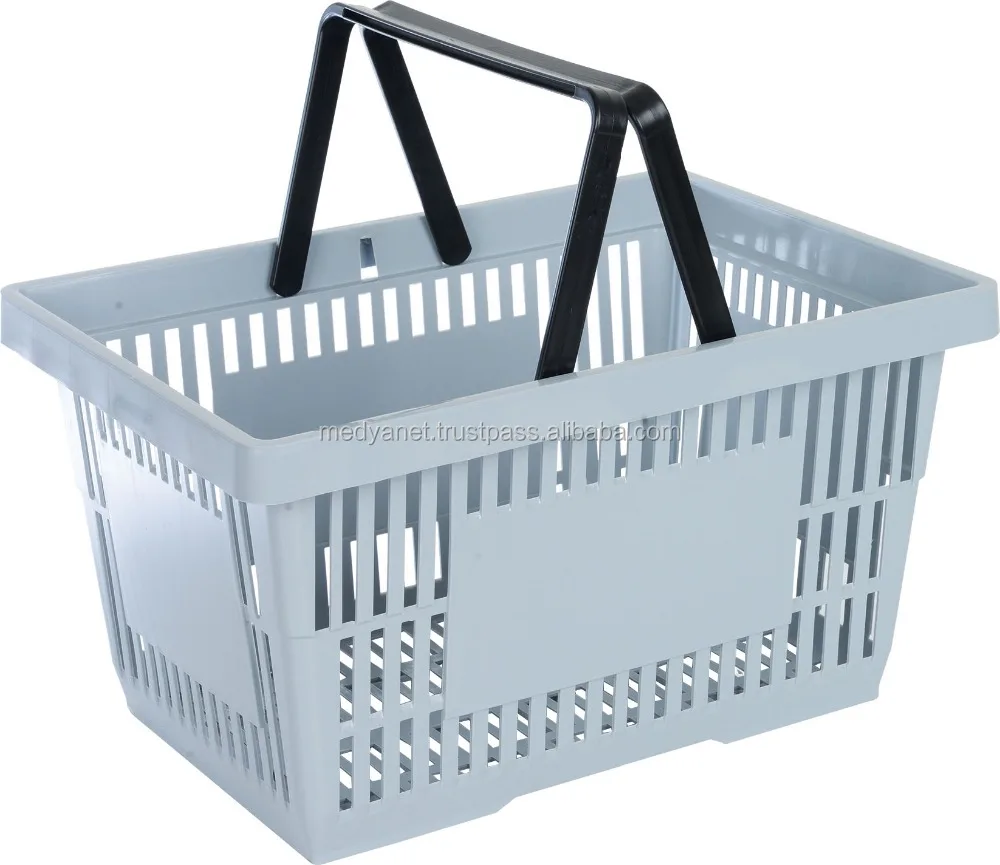 High Quality Cheap  PP Plastic Supermarket Shopping Hand Basket Grocery Cart  with Double  Handle