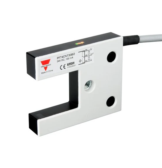 Фотоэлектрический вилочный датчик для подъемников и лифтов Carlo Gavazzi PF74CNT30BO3376, кабель 30 мм, PNP + NC / NPN + NO