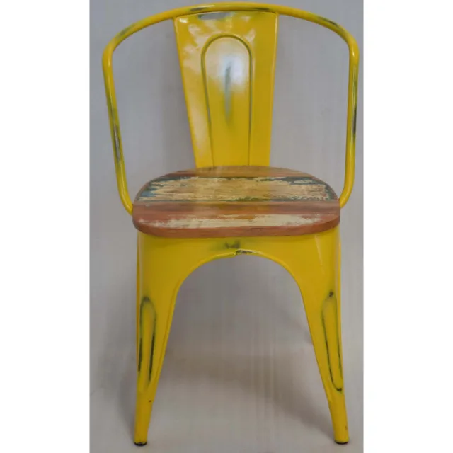 Vintage Industrial Metal Scrap Color Wood Seat Cafe Restaurant Banquet Chair Modern Living