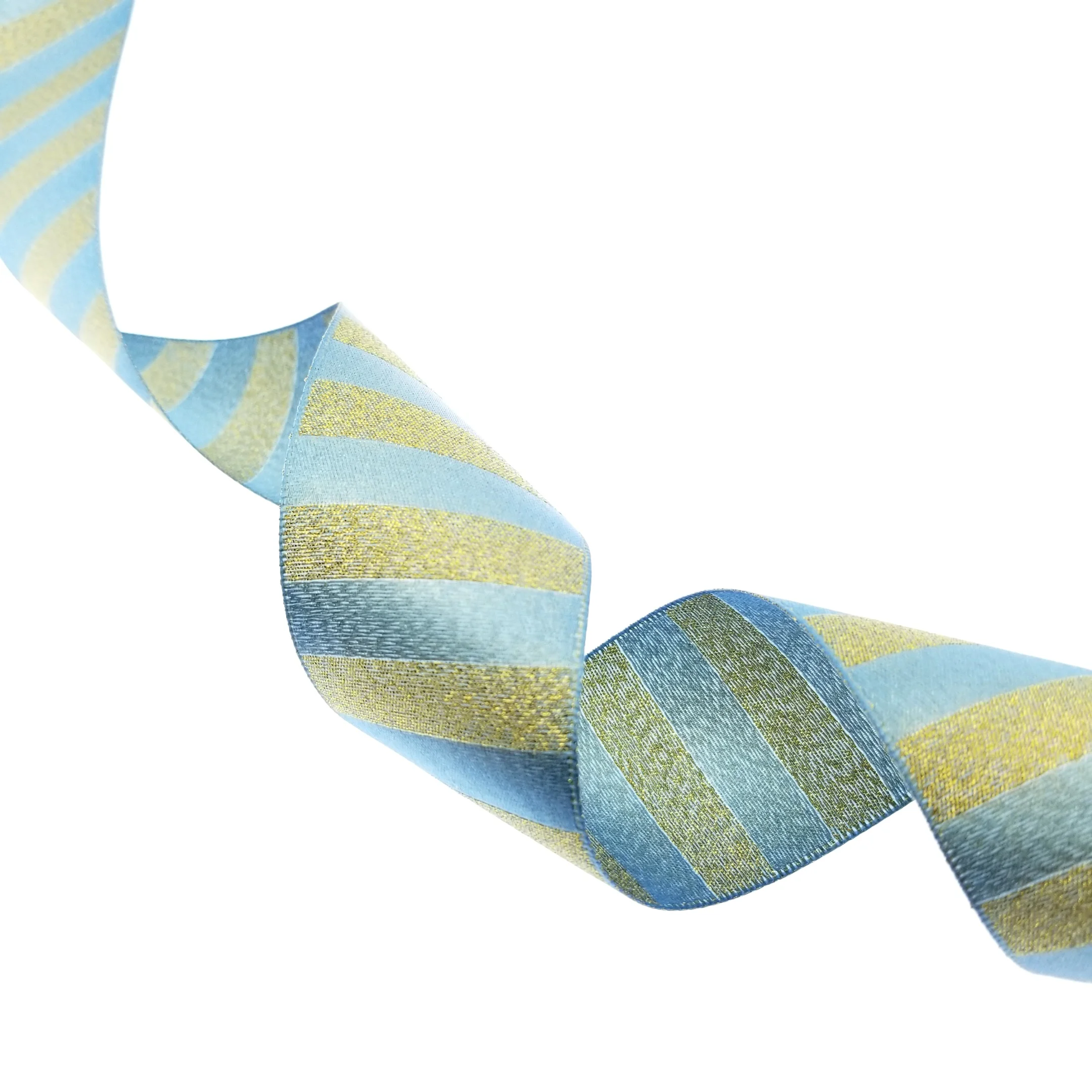 Luxury style horizontal stripe metallic satin woven ribbon