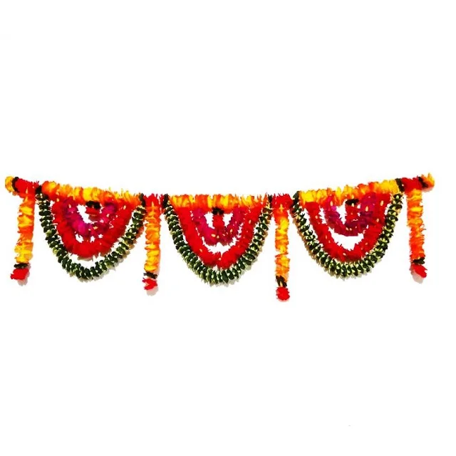 real look red artificial flower marigold string direct from manufacturer from India