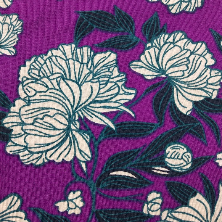 Organic 95 bamboo 5% spandex big flower print jersey knit fabric wholesale