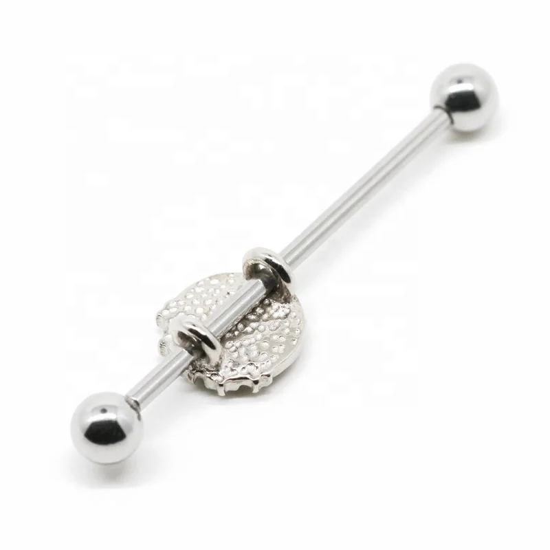 14G Green Enamel Zircon Silver Bar Ear Industrial Piercing Jewelry Industrial Barbell Earrings