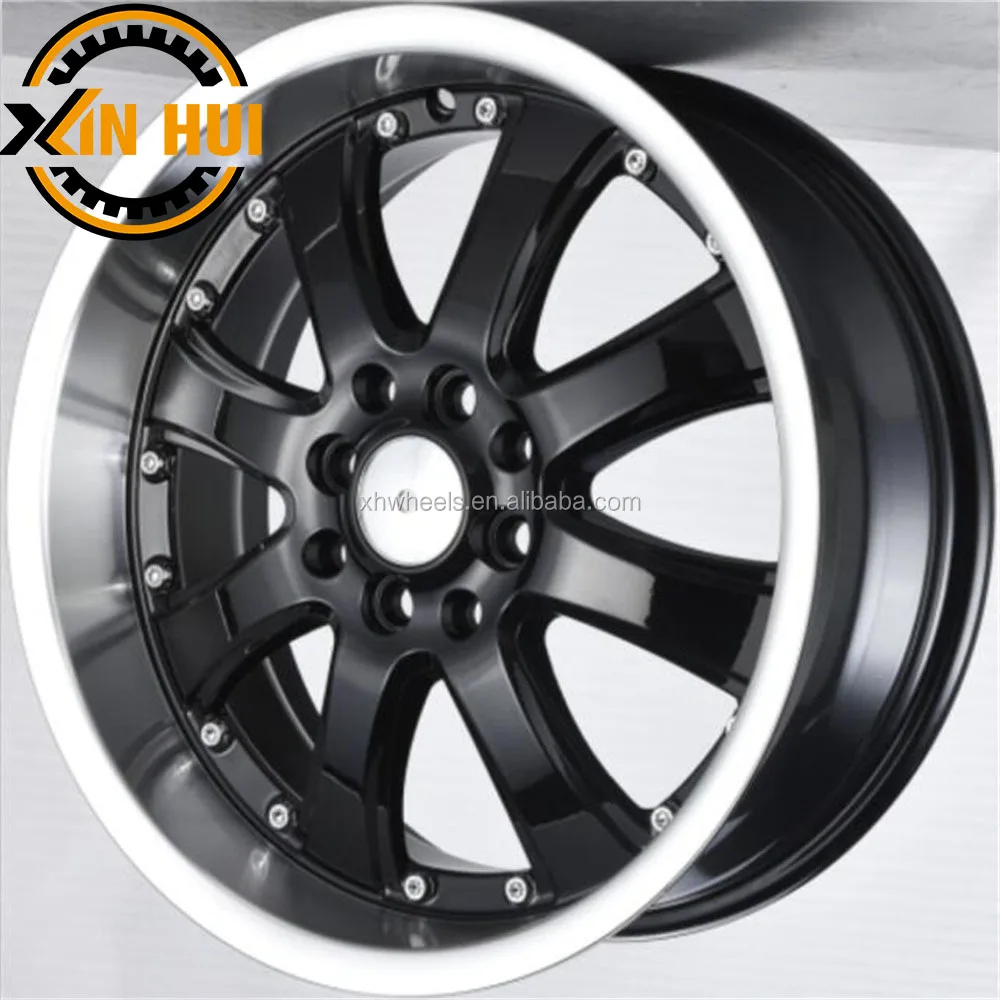 Factory price 16 inch deep black wheels white lip with rivets llanta aro  16 x 7 4x100 16 inch wheel rims