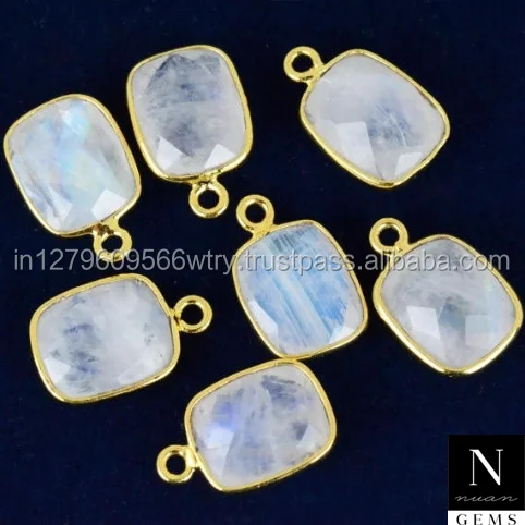 10x12mm gemstone connector 24k gold plated octagon shape single bail link supply