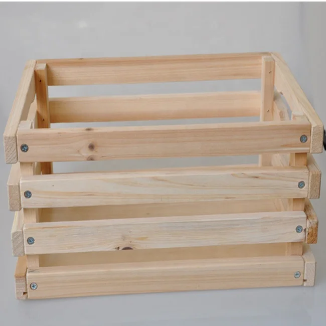 Wooden collapsible Storage boxes crates for stacking (wood, 3 units)