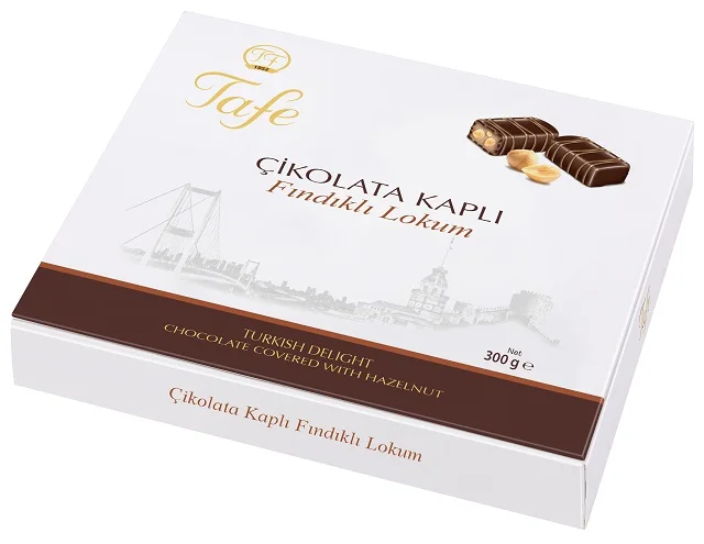 Turkish Delight Chocolate Covered with Double Roasted Hazelnut Gift Box 300g - 813 code