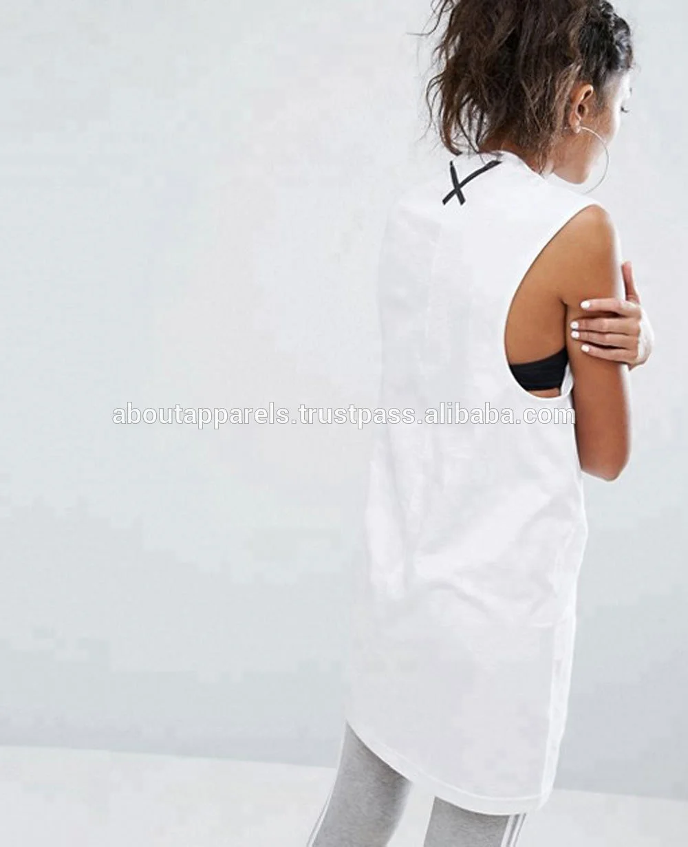 New Eco-Friendly cotton spandex hollow out back short sleeves singlet women fitness Breathable tank top