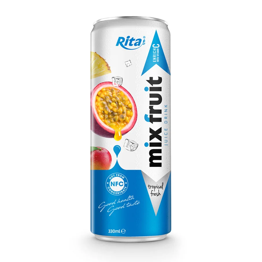 Free Sample Good Price Good Taste 330ml Canned NFC Good Taste Mix Fruit Juice Drink Vietnam Natural Healthy Drink Natural Juice