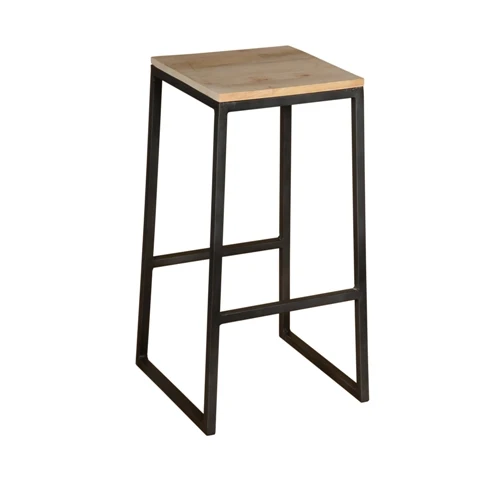Antique Design Industrial & Vintage Iron Metal & Mango Wood Bar Stool with Foot Rest for Home Bar Use