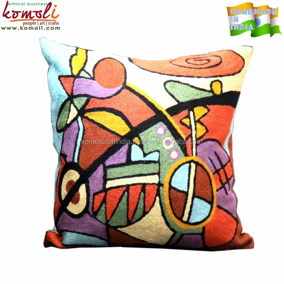 Ocean life handmade throw pillow cover hand embroidered picasso cushion covers