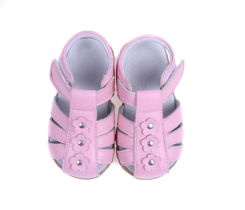 Genuine leather flora Pink toddler flat girl sandals