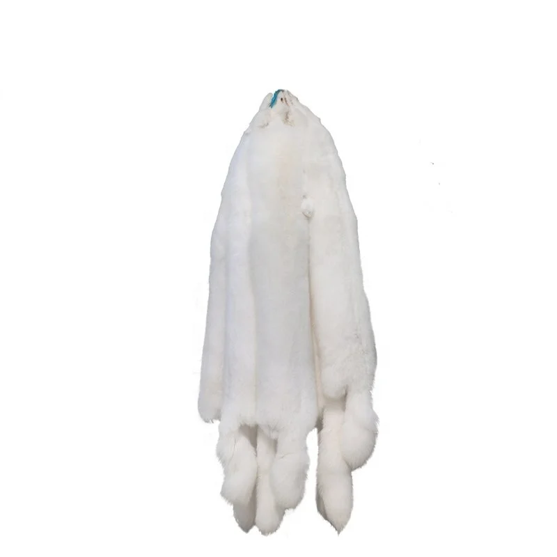 large size high quality natural white fox fur skin