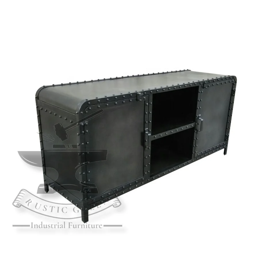 Vintage Industrial long Iron Storage Cabinet