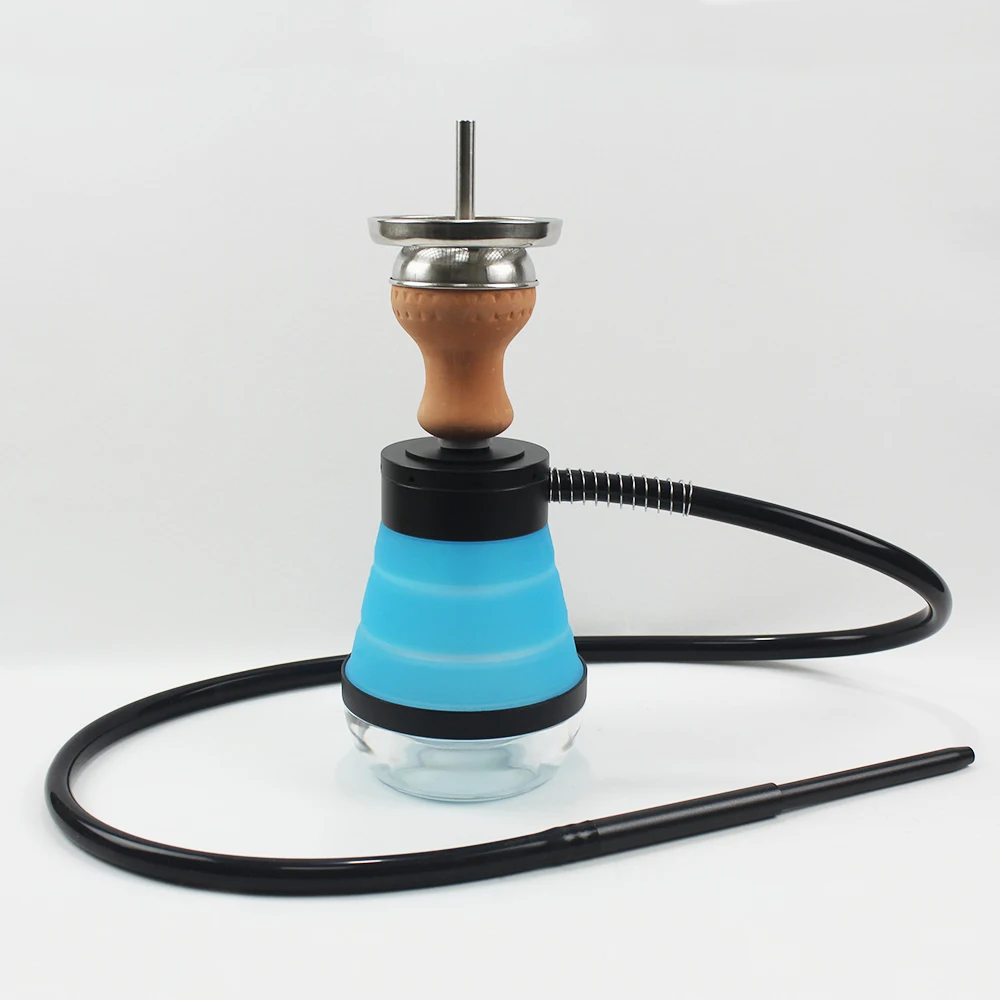 Portable shisha retractable hukka silicone chicha mini led hookah with bag