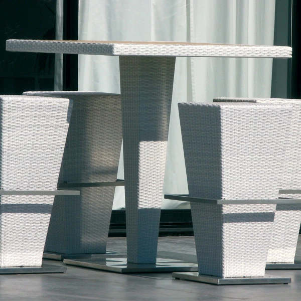 
Leisure resin wicker patio garden high top bar table and high chair set - outdoor rattan bar stool set furniture 
