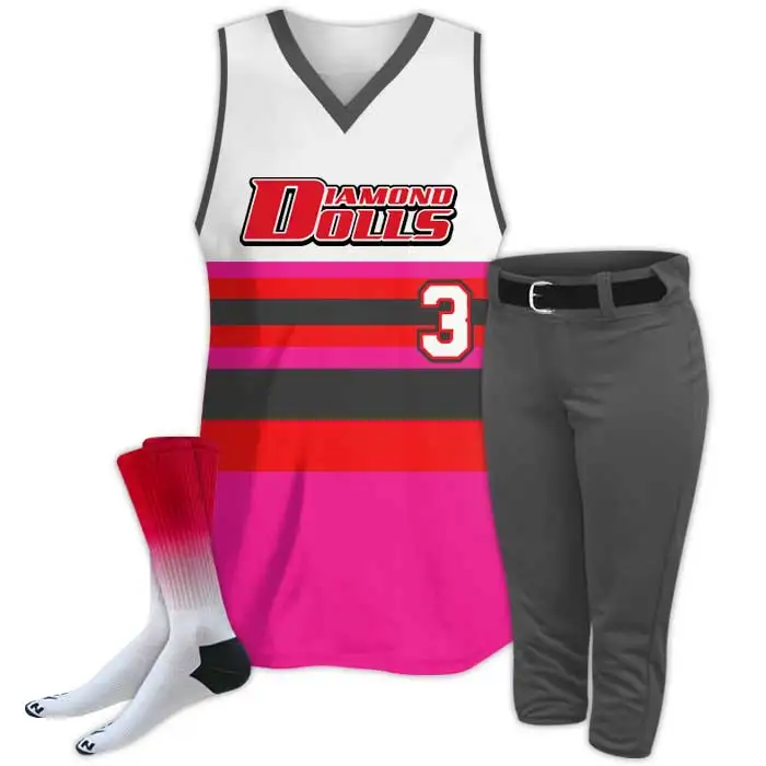 
classic sports style street wear softball girls uniform 