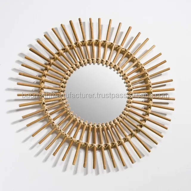 Vintage rattan mirrors for wall decor