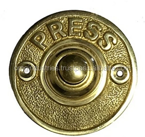 OMG Industries Brass Antique Door Bell Push Button